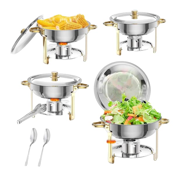 Chafing Dish Sæt, Rustfrit Stål Konstruktion, Temperaturkontrol,4stk