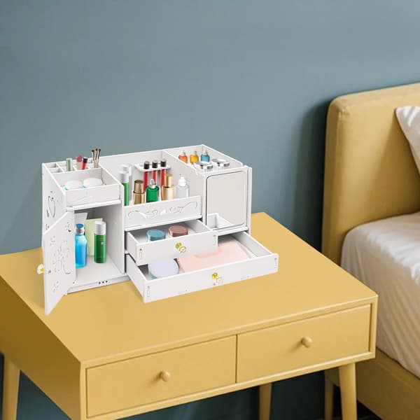 Makeup Organizer, Stor Kapacitet, To Skuffe Opbevaring,HVID