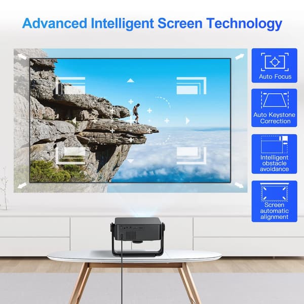 Projektor, Native 1080P, WiFi og Bluetooth-forbindelse,100V-240V EU stik, sort