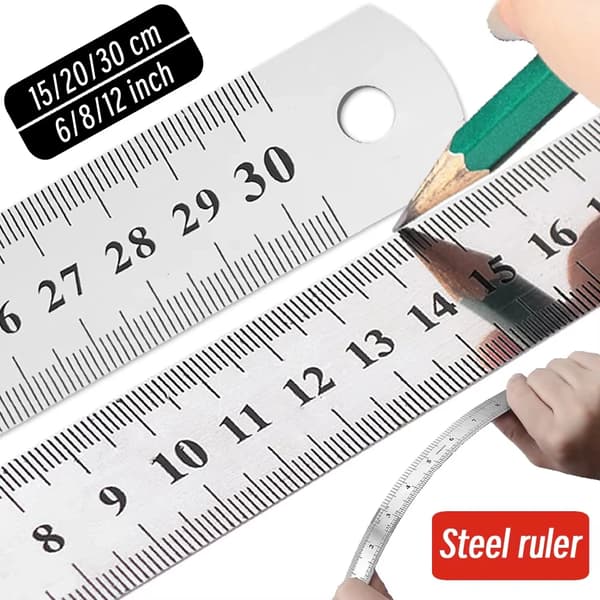 Måleruler, Rustfrit Stål Materiale, Dobbelt-Sidet Skala,M2g-N 15cm 12p 2sæt