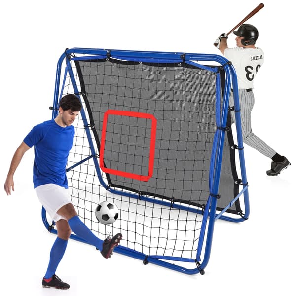 Fotboll Rebounder Nät, Dubbel-Sidig Design, Hållbar Stålram,BLÅ