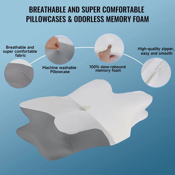 Nackstödskudde, Ergonomisk Design, Högdensitetsminnesskum,Vit