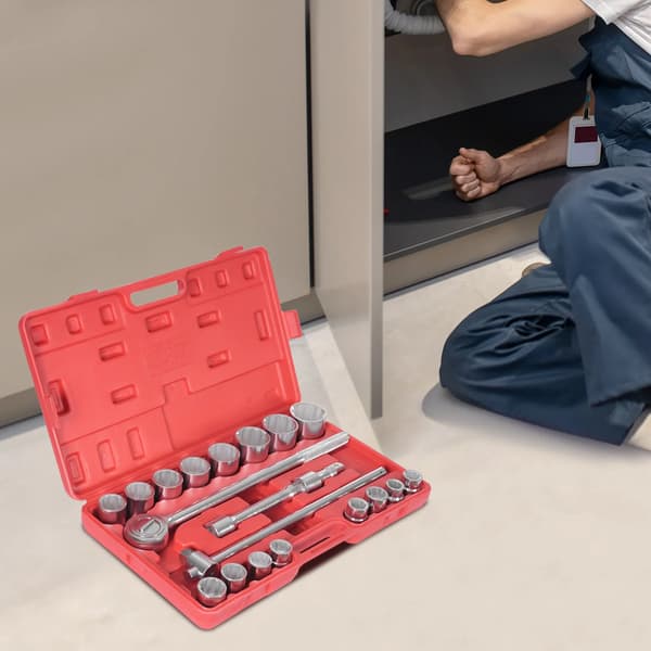 Drivsocketset, 16 sockets, CRMO stål konstruktion,Silver