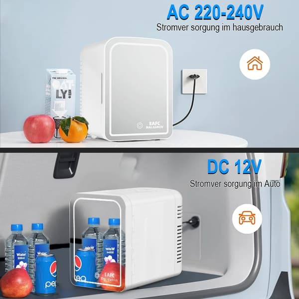Køleskab, Kompakt Design, Justerbart LED Lys,6L, EU