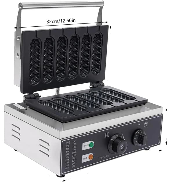 Vaffeljern, 6 vafler kapacitet, non-stick overflade,Sølv