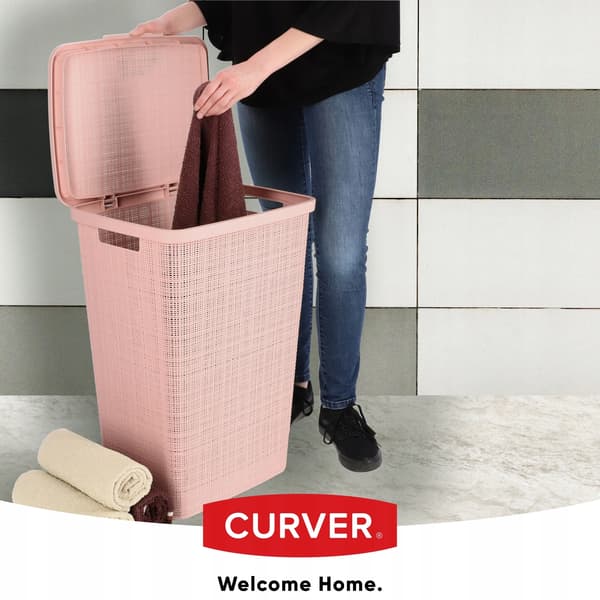 Tvättkorg, 58L kapacitet, hållbar plastdesign,Rosa
