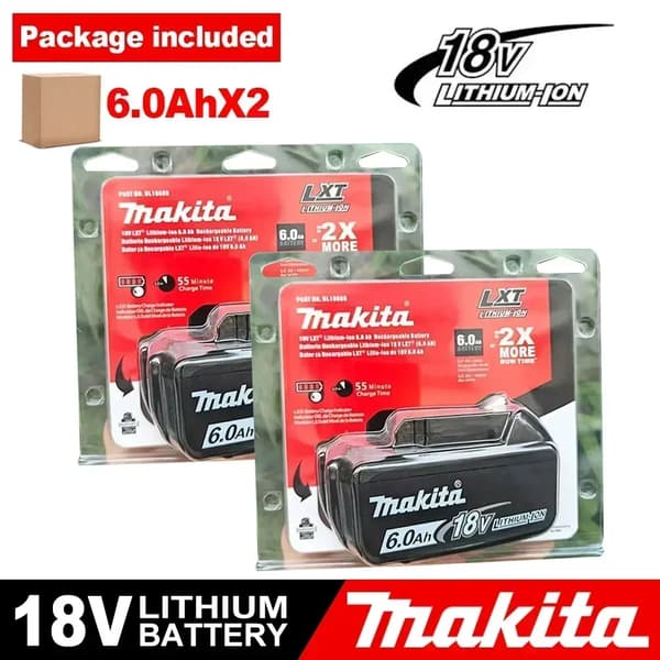 Lithium-ion batteri, 6000mAh kapacitet, LED indikator,2 PCS 6.0Ah-DKMT