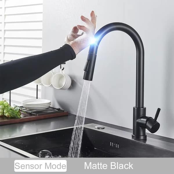 Köksblandare, Touch Control, Utdragbar Spraytyp,Matt svart A