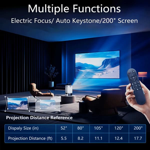 Projektor, 4K understøttelse, elektronisk keystone-korrektion,farve1