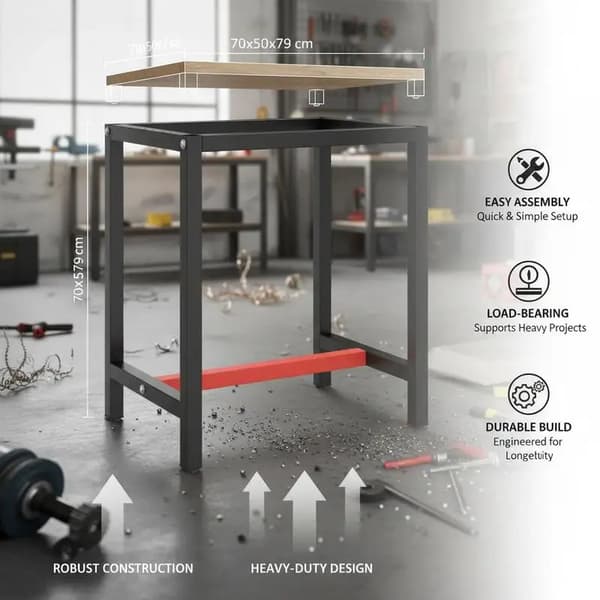 Arbejdsbordramme, Metal Konstruktion, Alsidig Brug,Sort