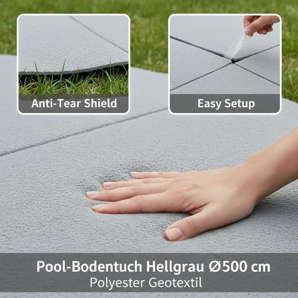 Pool Liner, Holdbar Polyester Geotekstil, Ø500 cm Kompatibilitet,Lys Grå