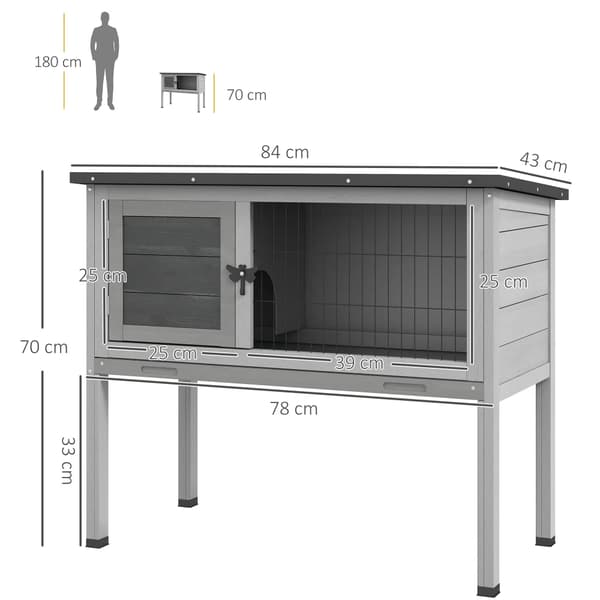 Kaninhus, Vinterbeständig Design, Fällbart Tak,Ljusgrå