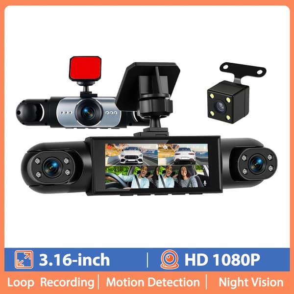 Dash Cam, 1080P opløsning, Fire kamera opsætning,Bil dash Cam