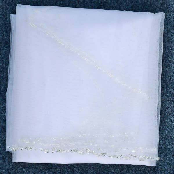 Brudslöja, Katedralstil, Pärlkant,100cm, VIT-a