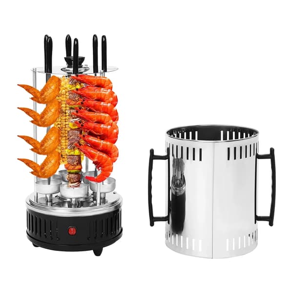 Elektrisk Grill, 6-Spyd Design, 500°C Maksimal Temperatur,sort