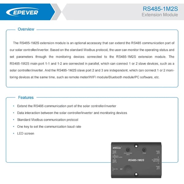 RS485 Udvidelsesmodul, Modbus Protokol Support, LED Display,RS485-1M2S