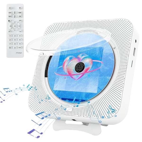 Bærbar CD-afspiller, Bluetooth-forbindelse, FM-radiofunktionalitet,HVID