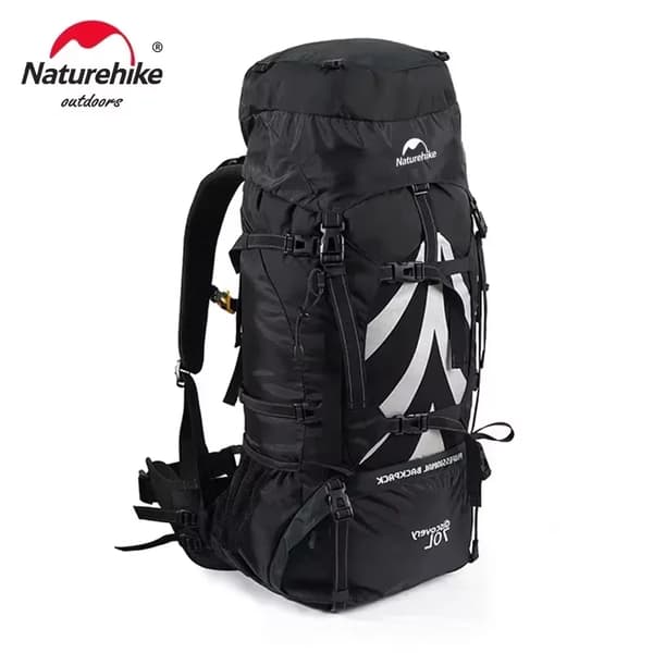 Rygsæk, 70L Kapacitet, Ergonomisk Design,Sort-70L
