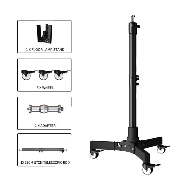 Lysstativ Tripod, Foldbart Design, Stabil Hjulbase,76cm Model