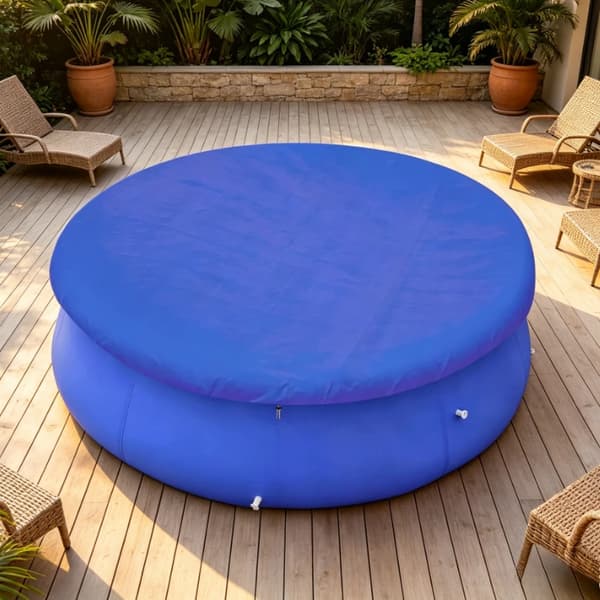 Rund Poolöverdrag, Passar 450 till 457 cm Pooler, Hållbart polyetenmaterial, Effektiv skräpförhindring, Minskar vattenavdunstning
