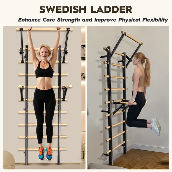 Väggmonterad Klätterställning, Mångsidiga Träningar, Justerbar Höjd,Kaki
