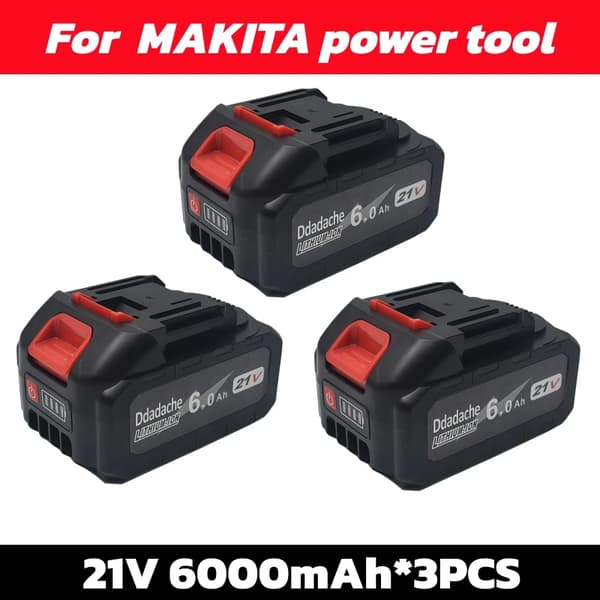 Elektrisk Værktøjsbatteri, Lithium-ion, 6000mAh Kapacitet,3PCS