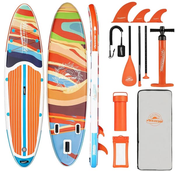 Oppustelig Stand Up Paddle Board, Komplet Pakke, Holdbart Materiale,Solnedgangsbølge