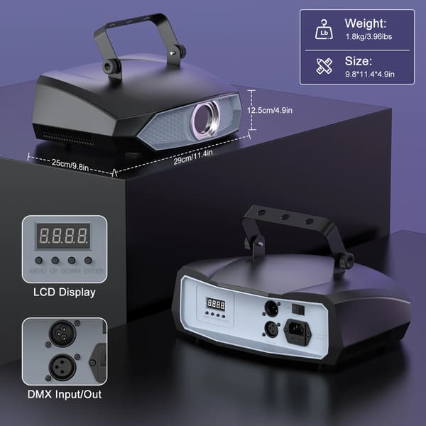 Laserbelysning, 3D-animation, flere kontroltilstande,EU stik, sort