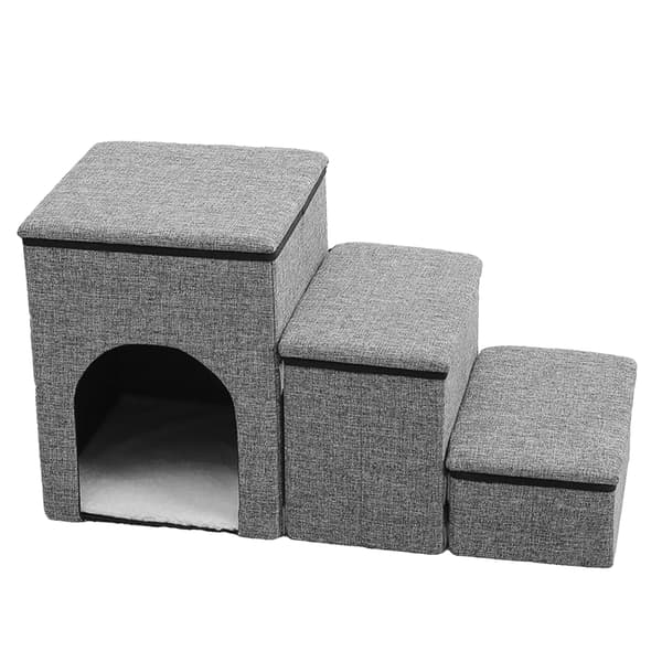 Husdjurstrappor, Fällbar Design, Halkfria Säkerhetsfunktioner,Ljusgrå