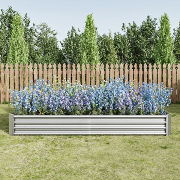 Hævet Havebed, Galvaniseret Stål, Bundløs Design,Sølv