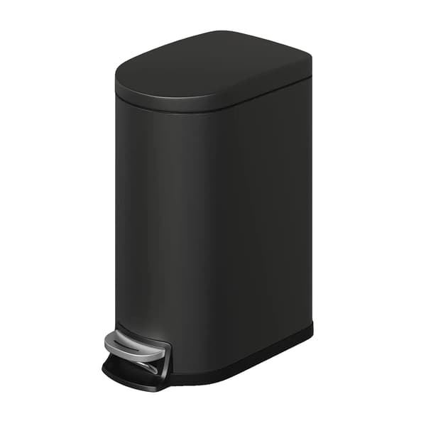 Soptunna, Slim Design, Mjukstängande Lock,svart