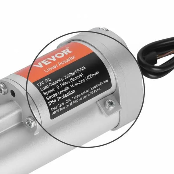 Linjära aktuator, 400 mm slaglängd, 12V strömförsörjning,Silver