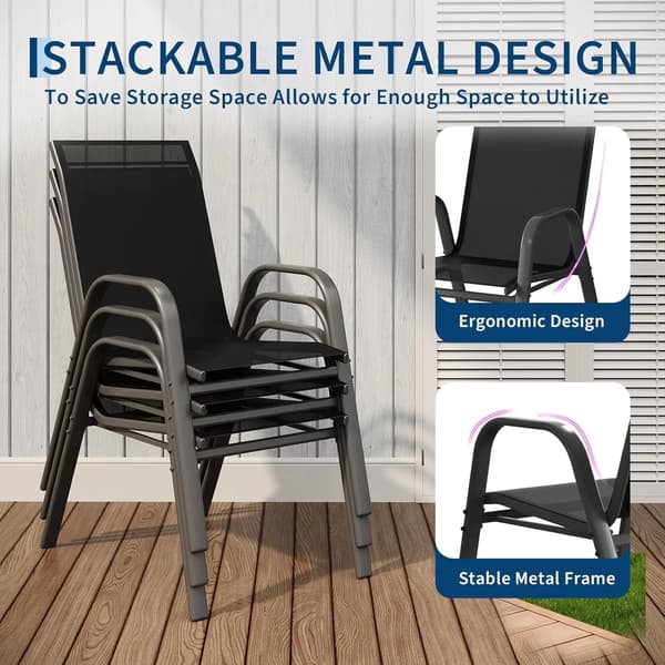 Havestole, Stabelbar Design, Vejrbestandigt Materiale,Sort