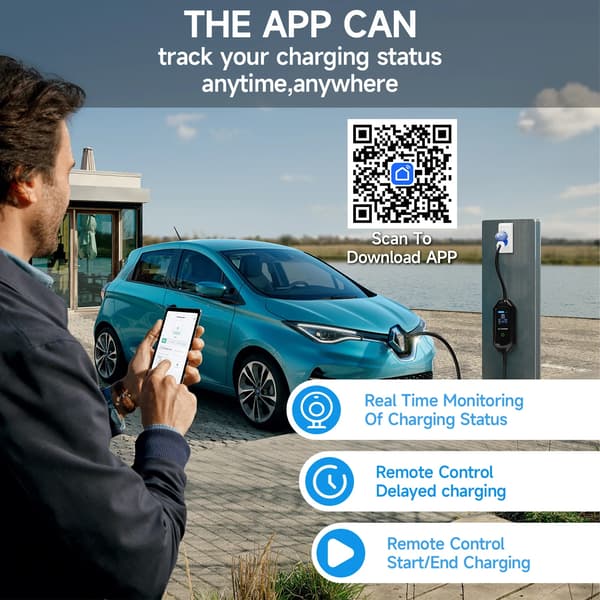 EV-laddare, Bärbar Design, Smart App Kontroll,typ2 7.2KW 5m kabel, Typ2