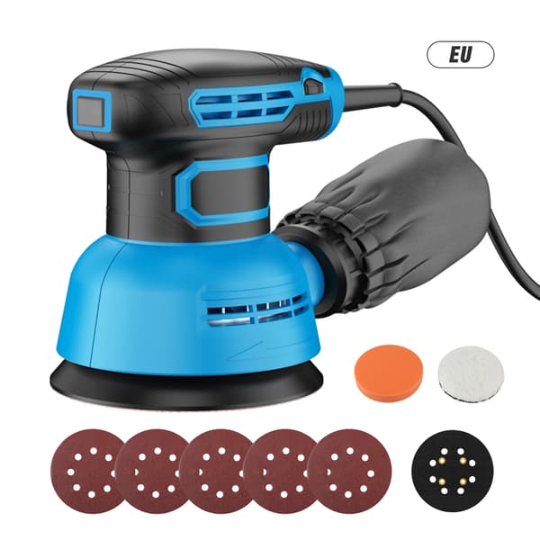 Orbital Slipmaskin, Variabel Hastighet, Ergonomisk Design,5 Sandpapper