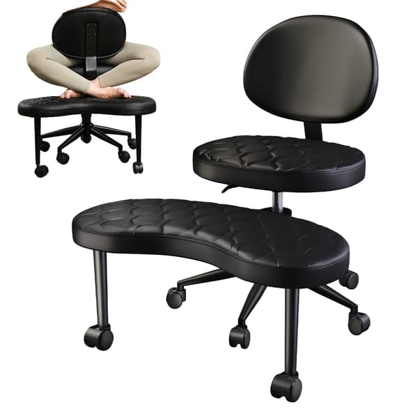 Kontorstol, Ergonomisk Design, Justerbar Højde,Sort PU