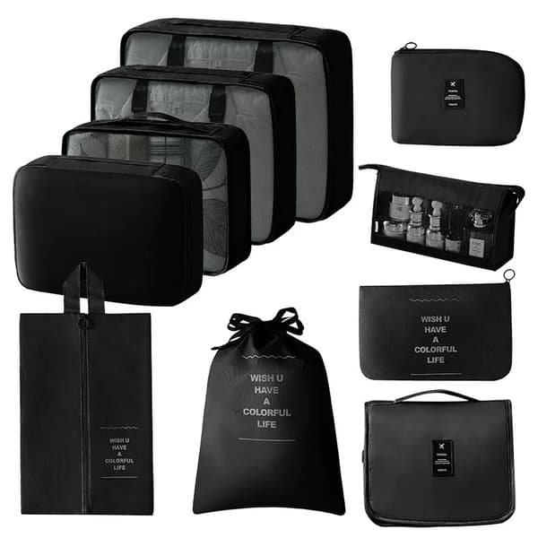 Pakke Kasser, Miljøvenlig Polyester, Multifunktionel Opbevaringsløsning,10PCS Sort