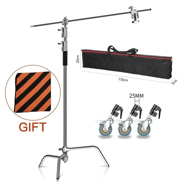 Fotografi C-stativ, Justerbar Höjd, Robust Design,2.6m hjul och väska