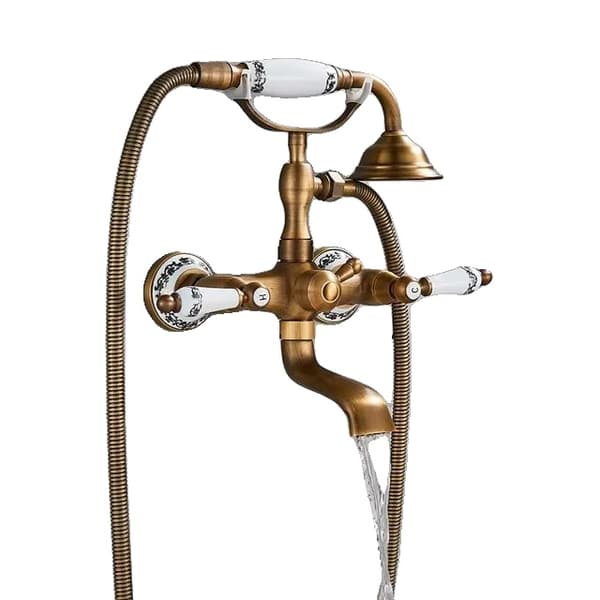 Badkar Duschkran, Dubbelhandtag, Modern Design,Antik mässing A