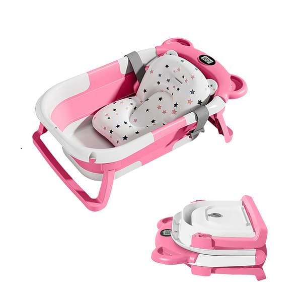Babytub, Sammanfallande design, Inbyggd termometer,Rosa(pl)