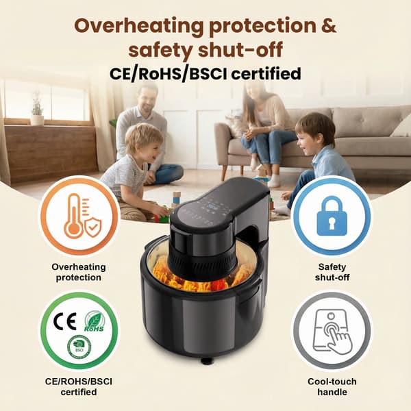 Luftfritös, 1200W, 5L kapacitet, 220V, Modell BW-8016D, CE-certifierad
