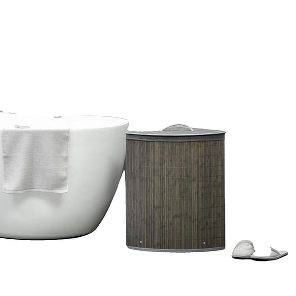 Bambu Tvättkorg, 55L Kapacitet, 38 x 38 x 57 cm Mått, Polyester/Bomullsfoder, Ventilationshål, Mångsidig Förvaring