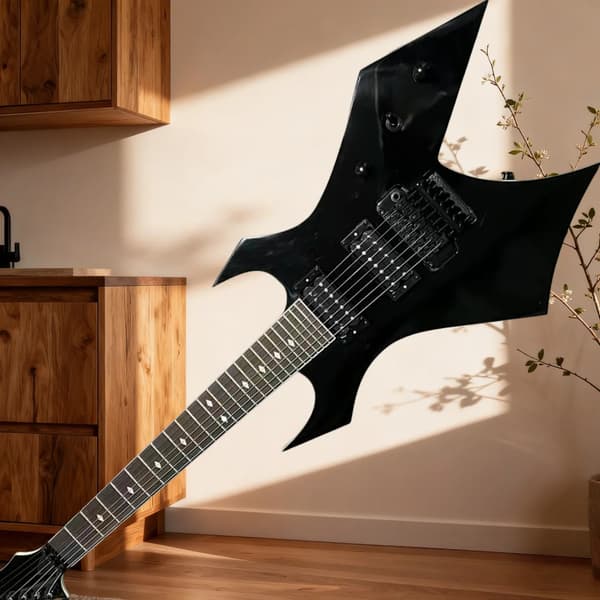 Gitarr, rosenträshals, justerbar bro,svart