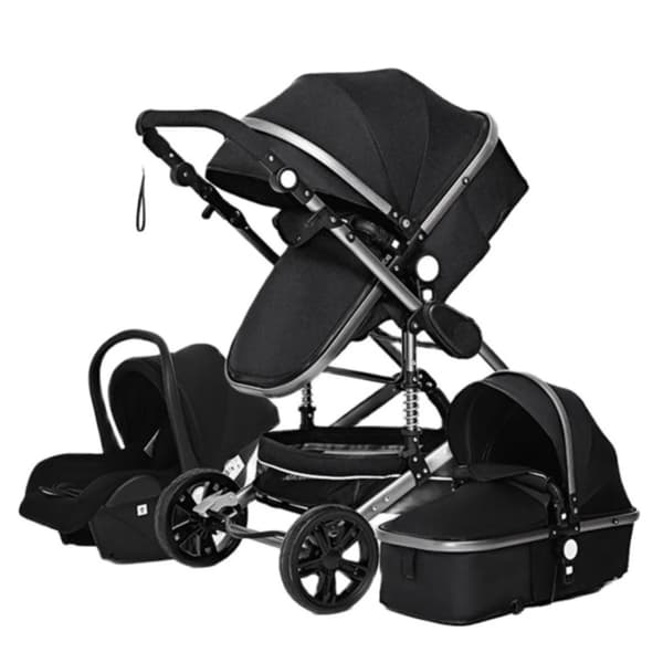 Barnvagn, Hög Landskap, Sammanfallande Design,3 i 1 svart