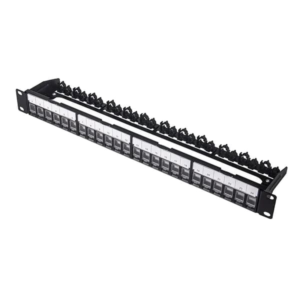 Patch Panel, 24 porte, kompatibel med CAT7 og CAT6A kabler,Blank Patch Panel