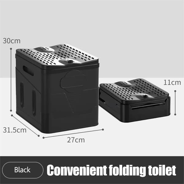 Bærbar Toilet, Holdbart Gummimateriale, Kompakt Design,Sort
