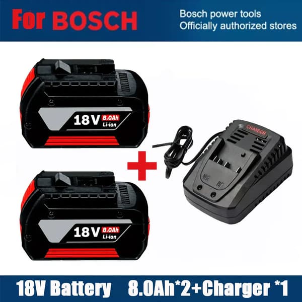 Lithium Ion Batteri, 18V, 8000mAh Kapacitet,8.0AHX2-laderX1