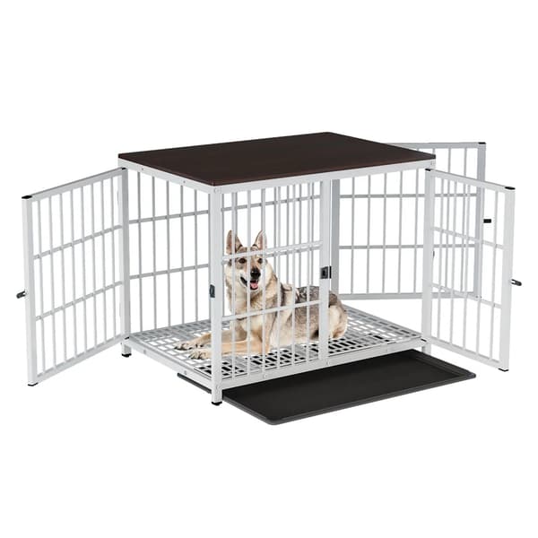 Hundbur, Utvidgbar Design, Lätt Åtkomst,M, Vit