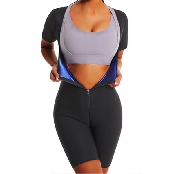 Bodysuit Shapewear, Medium Control, Åndbar Komfort,BlåSort-a, M-a