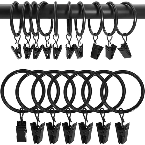 Gardinstang Klemmer, Retro Design, Holdbart Krystalmateriale,20Pcs, sort